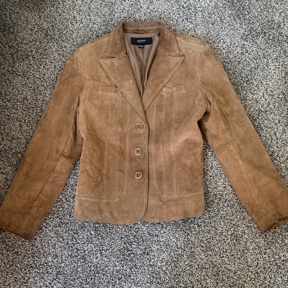 SALE! Alfani Women's Brown Suede Blazer Size M